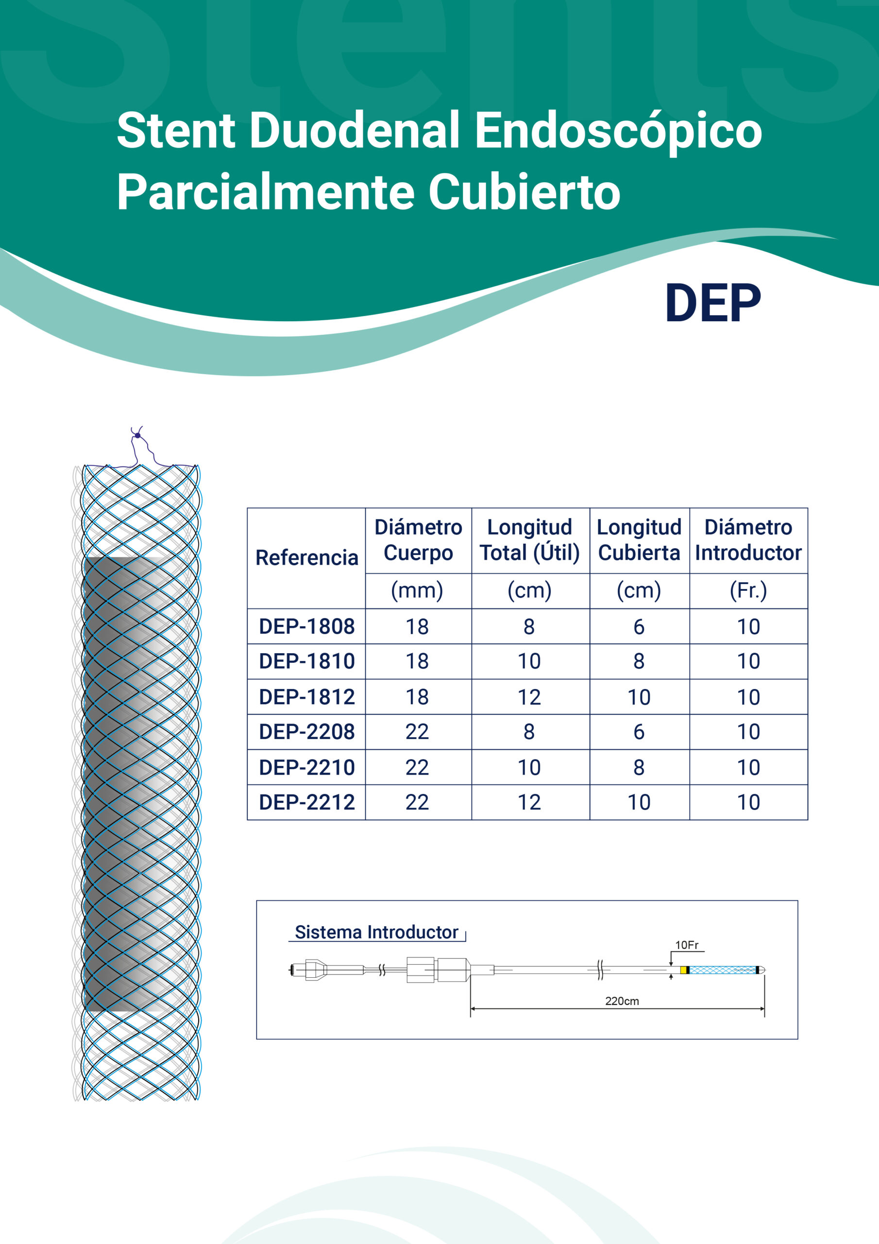 Stent Duodenal Endoscópico Parcialmente Cubierto Stent Duodenal Endoscópico Parcialmente Cubierto